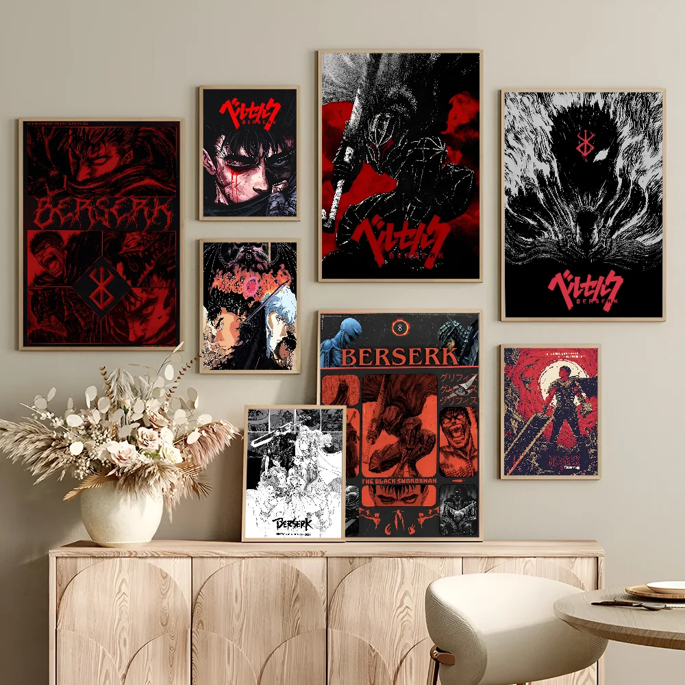 Anime Berserk Anime Posters Sticky Decoracion Painting Wall Art White Kraft Paper Wall Decor