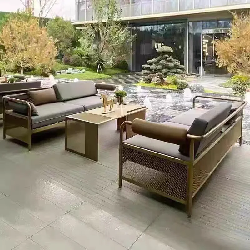 for Outdoor Leisure Sofa Courtyard Villa New Chinese Designer Model Room Sales Department Waterproof and Sunscreen High End