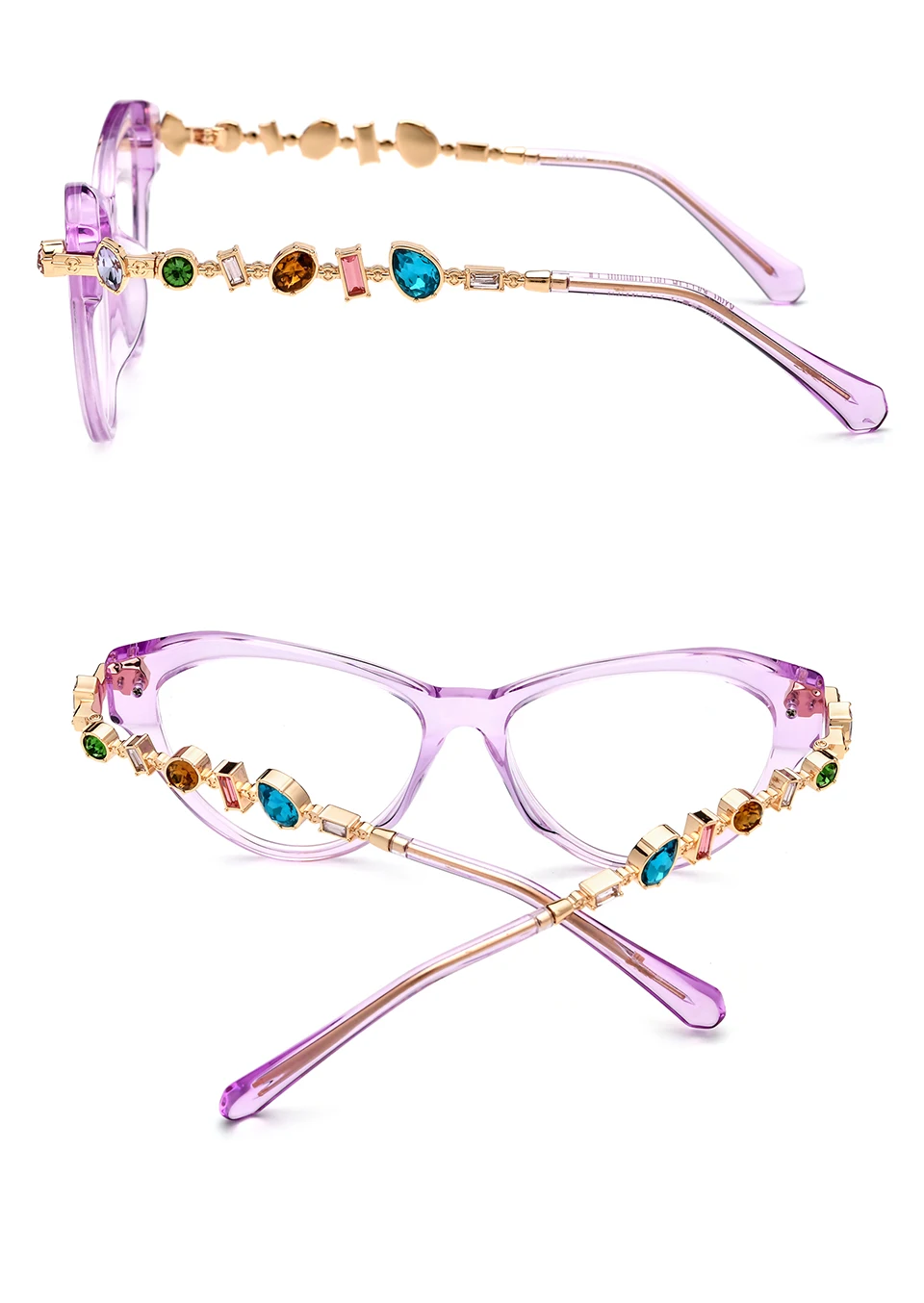 HEPIDEM Acetat Metall Diamanten Brillen Rahmen Frauen 2026 Neue Marke Design Gläser Mode Cat Eye Brillen Brille 9400 – Detail 7