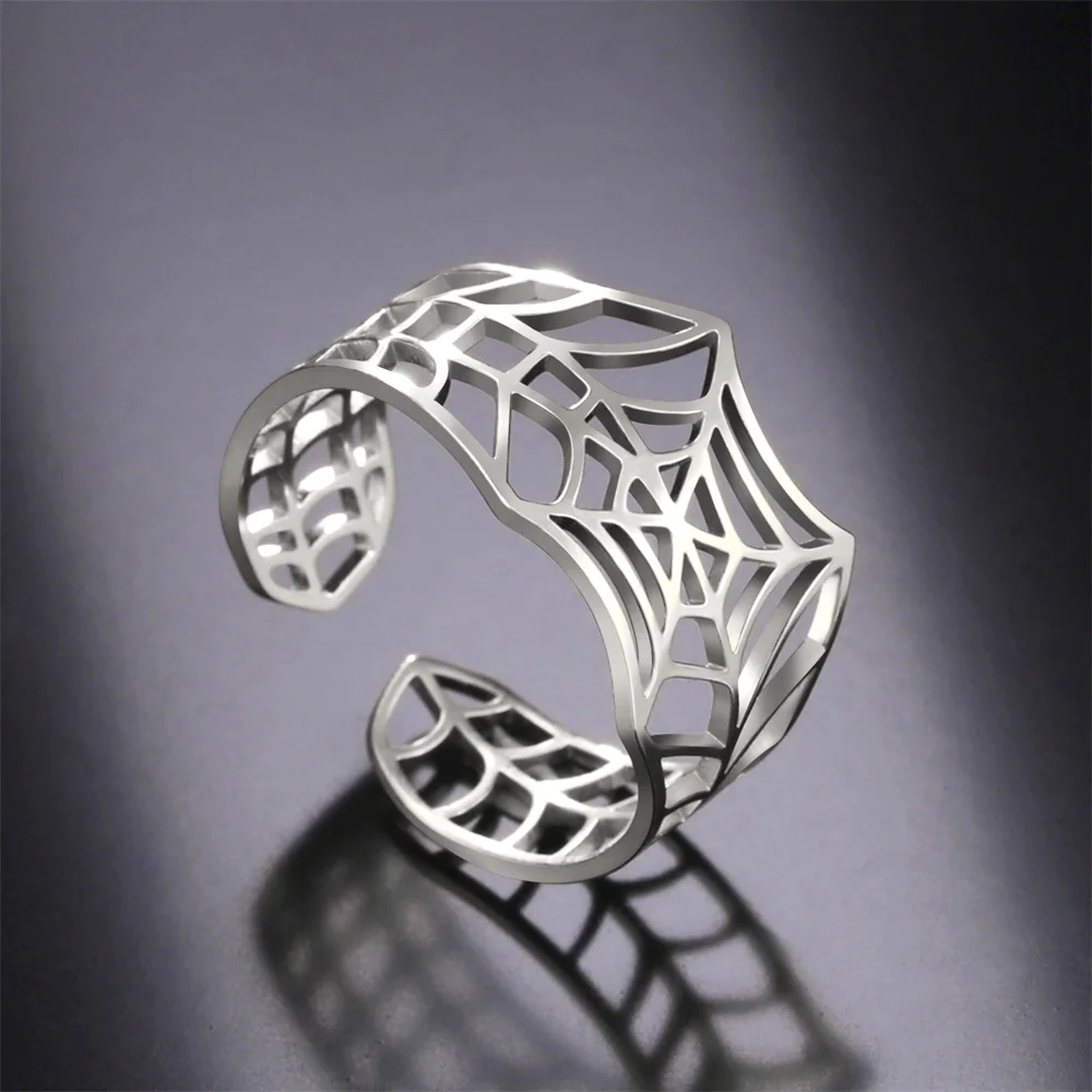 My Shape Punk Spinnen ring Edelstahl verstellbare offene Fingerringe Tiermode Schmuck Frauen Männer Jungen Teen Halloween Geschenk – Detail 6