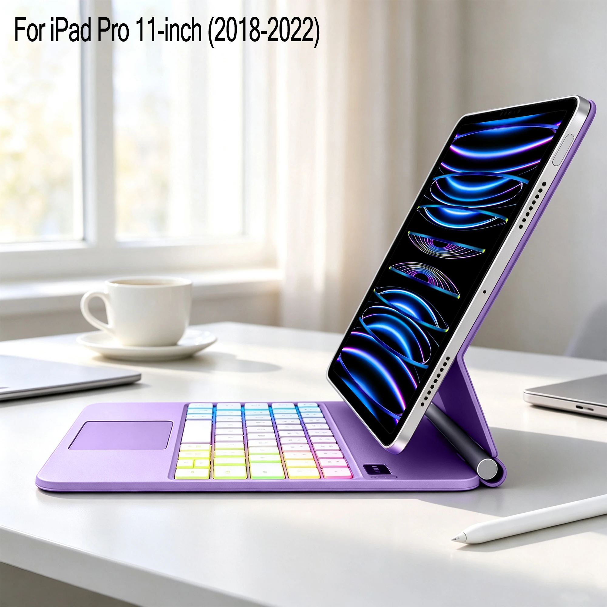 Magic Keyboard Case for iPad Pro 11 inch (1st 2018, 2nd 2020, 3rd 2021, 4th 2022 Gen) Slim Folio with Backlit Horizontal Vertica