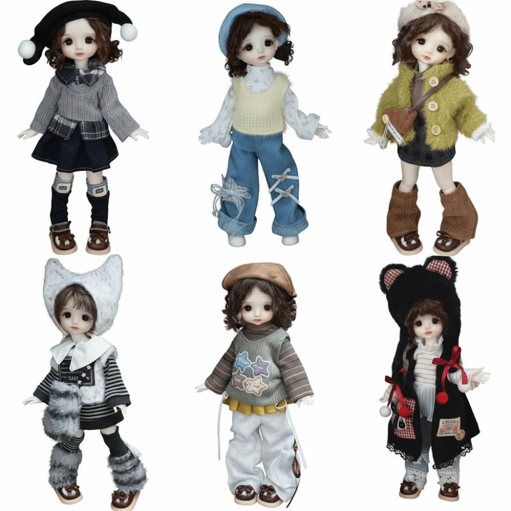 30 cm Größe BJD Puppenkleid Prinzessin Lolita Stil 1/6 Modepuppen-Outfit Dienstmädchen-Outfit Veränderbare Kleidung Puppe Freizeitset