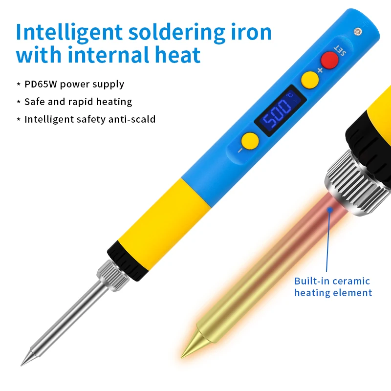 T65 intelligent soldering iron PD 65W 180-500 ℃ fast heating soldering pen portable digital display  iron Type-C interface