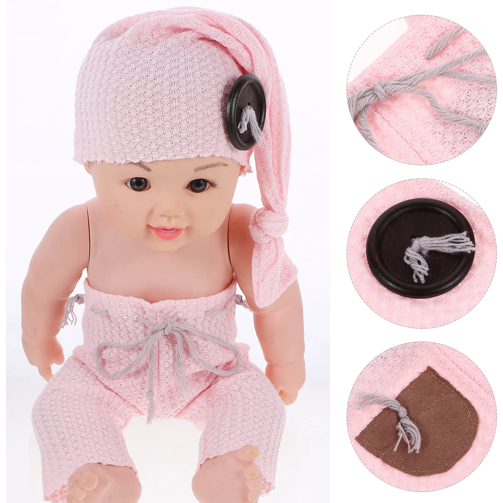 

Knitted Pants with Hat Infant Photo Outfit Prop Newborn Shoot Outfits Girls 2 Piece Set Photography