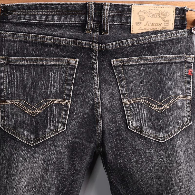Designer Fashion New Men's Jeans Stretch Slimming Retro Washable Black Grey Jeans Designer High Quality Pants Hombre