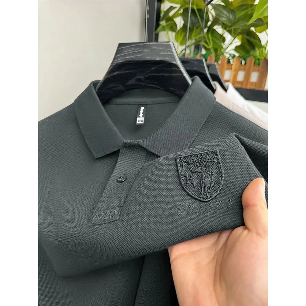 

New Faionable Men's ort SVE irt High Quali Polyester Fabric Cool Sensation Ci Walk Suitable CleanFit Sle