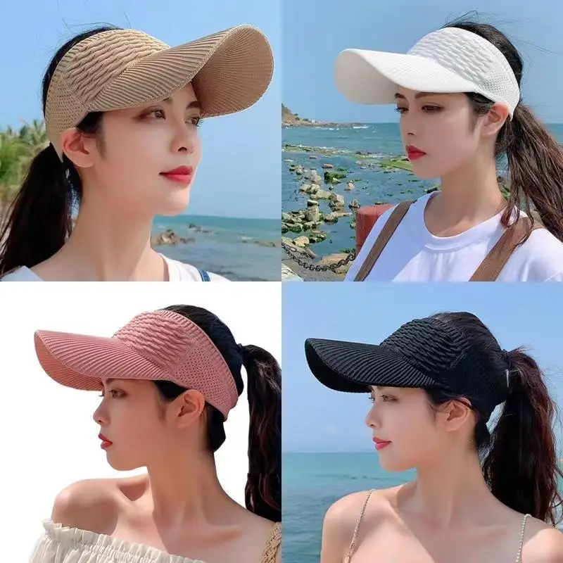1pcs Women Anti-UV Sun Hats Breathable Adjustable Empty Top Visor Caps for Tennis Golf Running Travel Beach Sport Outdoor Hat