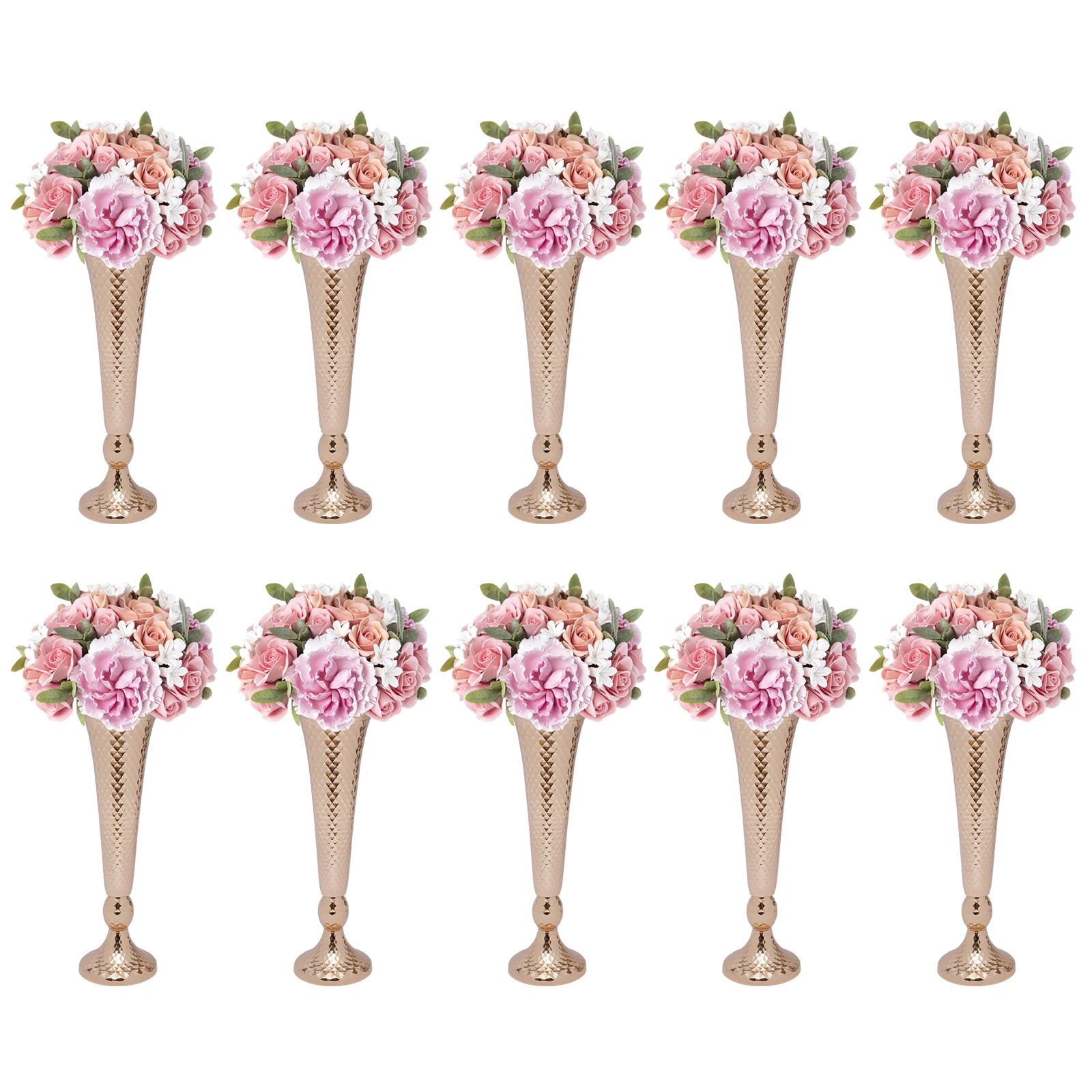 10 Pcs Wedding Centerpieces for Tables Metal Trumpet Vase for Party Dinner Centerpiece Anniversary Birthday Decor 13.7/20.5in