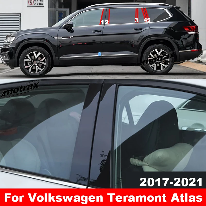 For Volkswagen VW Teramont Atlas 2017-2021 Car Pillar Posts Window Trim Covers Center Film Column B C Pillar Posts Sticker