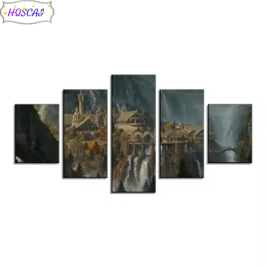 5pcs diamond embroidery Castle View Cross stitch Modern decor mosaic diamond painting full square/round drill wall art pictures