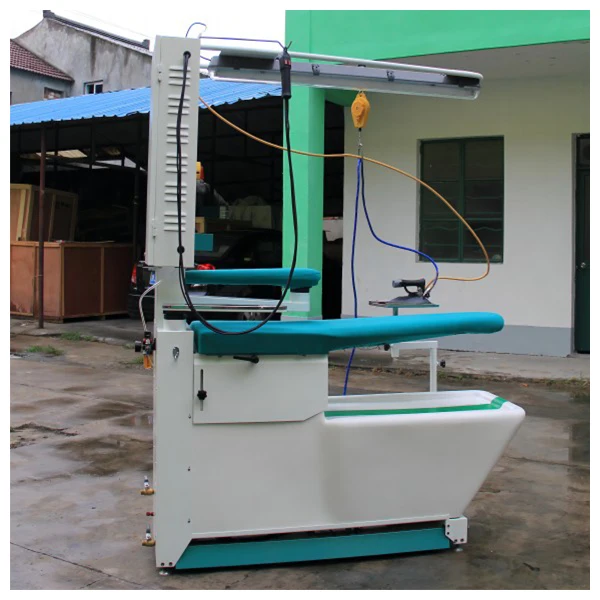 Versatile electric ironing machine station with steam generator and iron core motor for inclusive clothing stores