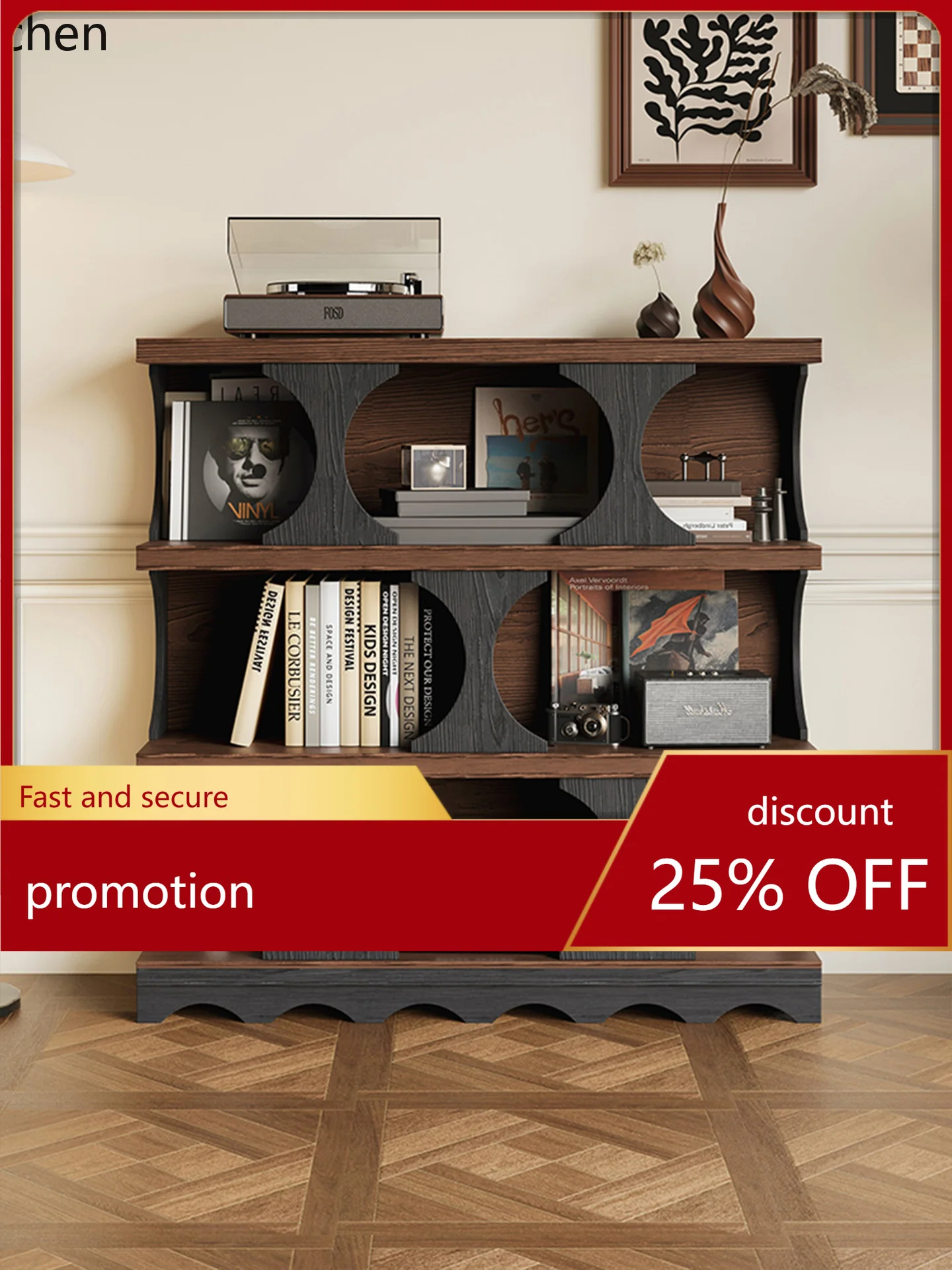 

CZ retro solid wood bookcase small apartment household dining side locker bookshelf solid wood medieval entrance cabinet