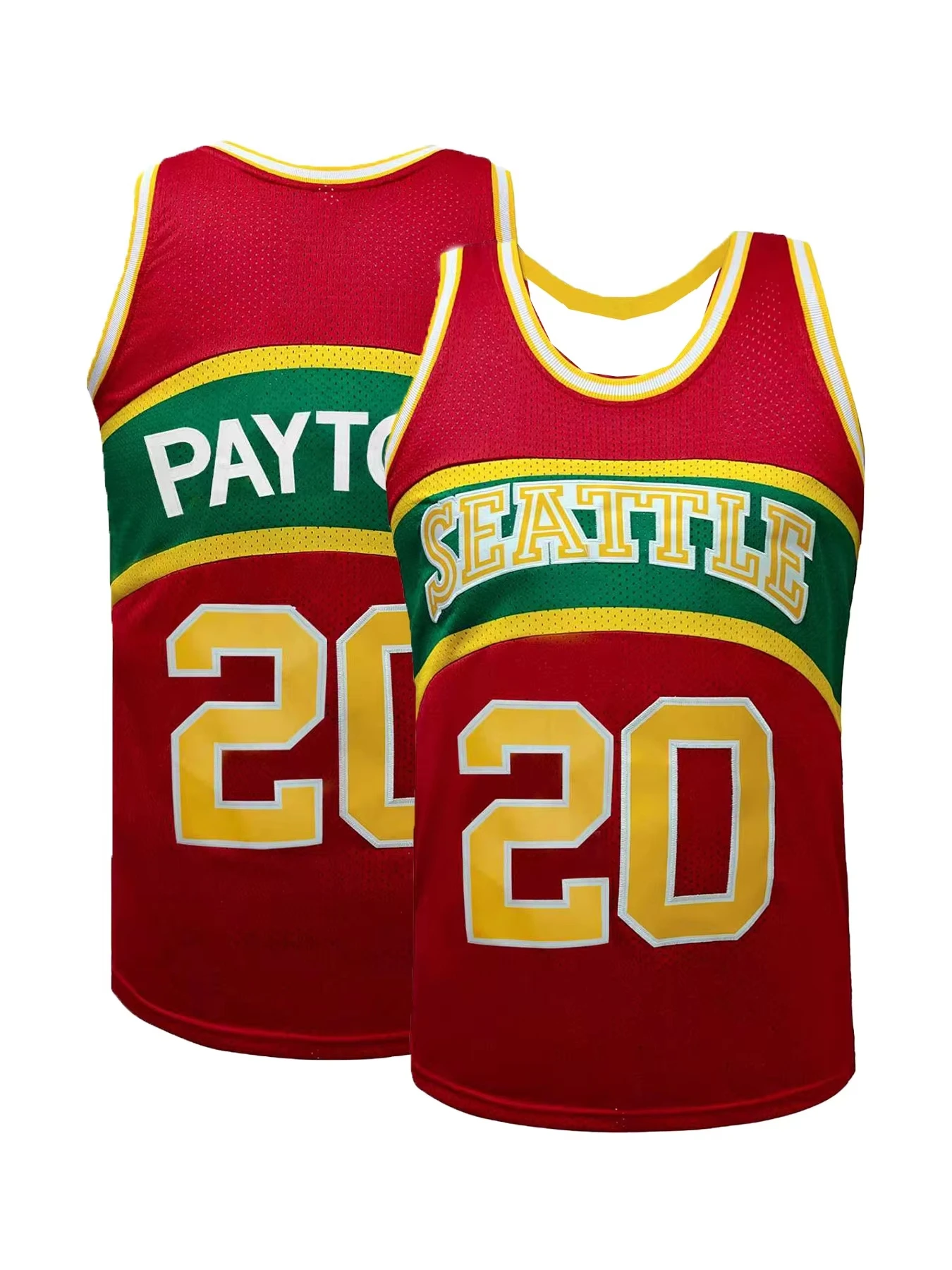 2026 New Seattle SuperSonics Gary Payton No.20 Retro Basketball Jacket Green and Gold Breathable Family Clothing Y2K