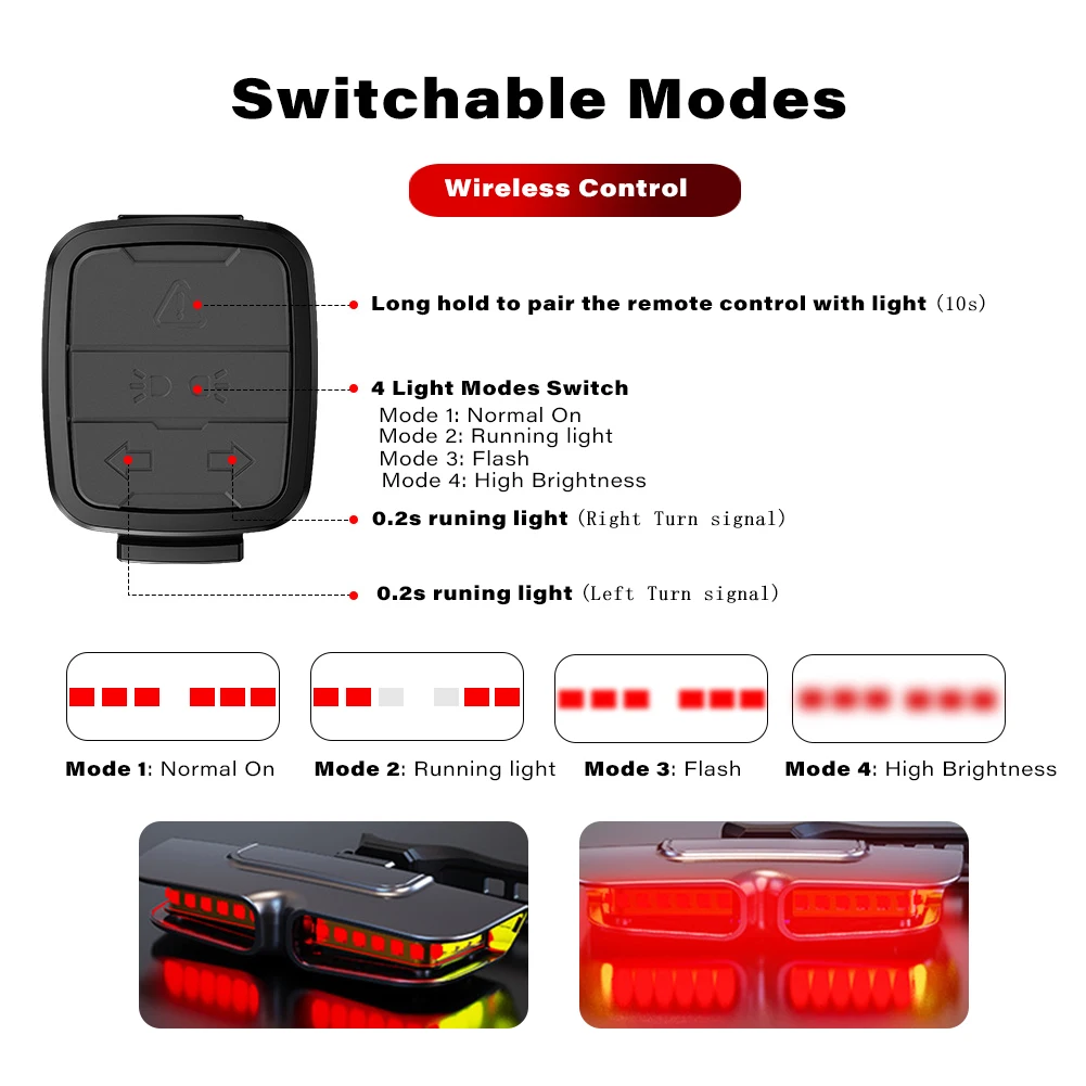 10 LED Bike Warning Rear Light Type-C Charging MTB Road Bike Taillights for Night Riding Safety Waterproof Bicycle Accessories