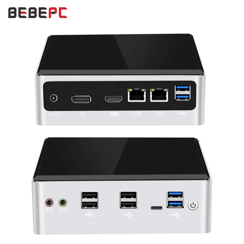 BEBEPC Mimi Pc i219 Core i5-7267U i7-1165G7 i9-9880H DDR4 M.2 SSD Вентилятор охлаждения DP HD 8USB Realtek ALC662 Ubuntu LINUX ноутбук ПК