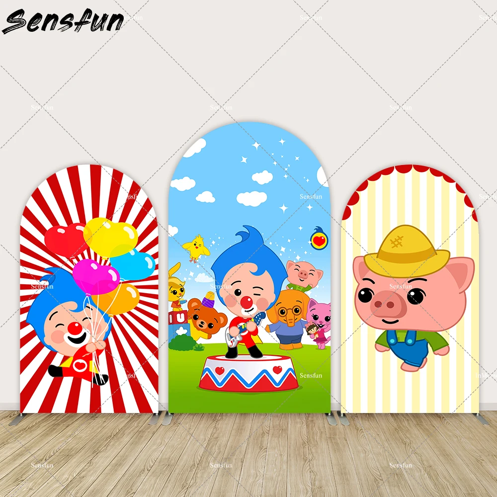 

Cartoon Plim Plim Boy 1st Birthday Arch Backdrop Cover Circus Pig Newborn Baby Shower Party Chiara Wall Banner Background