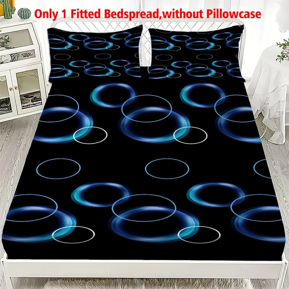 1 Stück Neonblau Leuchtendes Kreis-Print Spannbettlaken mit Tiefen Taschen, Elastischer Matratzenbezug für Einzel-, Doppel-, Queen- und King-Size-Betten, Schlafzimmer-Dekoration