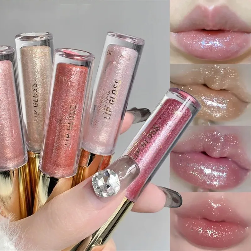ลิปกลอสประกายมุกเพชร ติดทนนาน ชุ่มชื้น ฉ่ำวาว ลิปสติกเนื้อลิควิดประกายละเอียด ฉ่ำวาวดุจกระจก ลิปทินท์ประกายระยิบระยับ