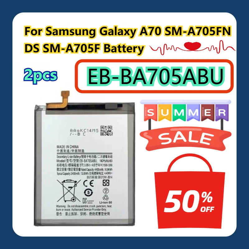

For Samsung Galaxy A70 SM-A705FN DS SM-A705F EB-BA705ABU Battery 2pcs
