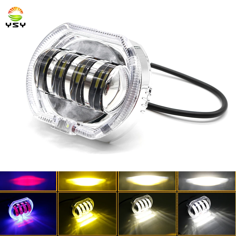 Devil Eye Spotlight Dual Color Angel Eye LED Motorcycle Headlight 16W led front Light