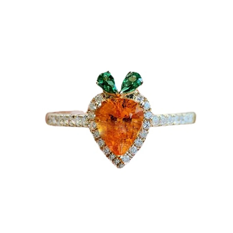 Light luxury carrot rings for women sweet sterling silver 925 inlaid yellow gemstone romantic engagement jewelry girlfriend gift