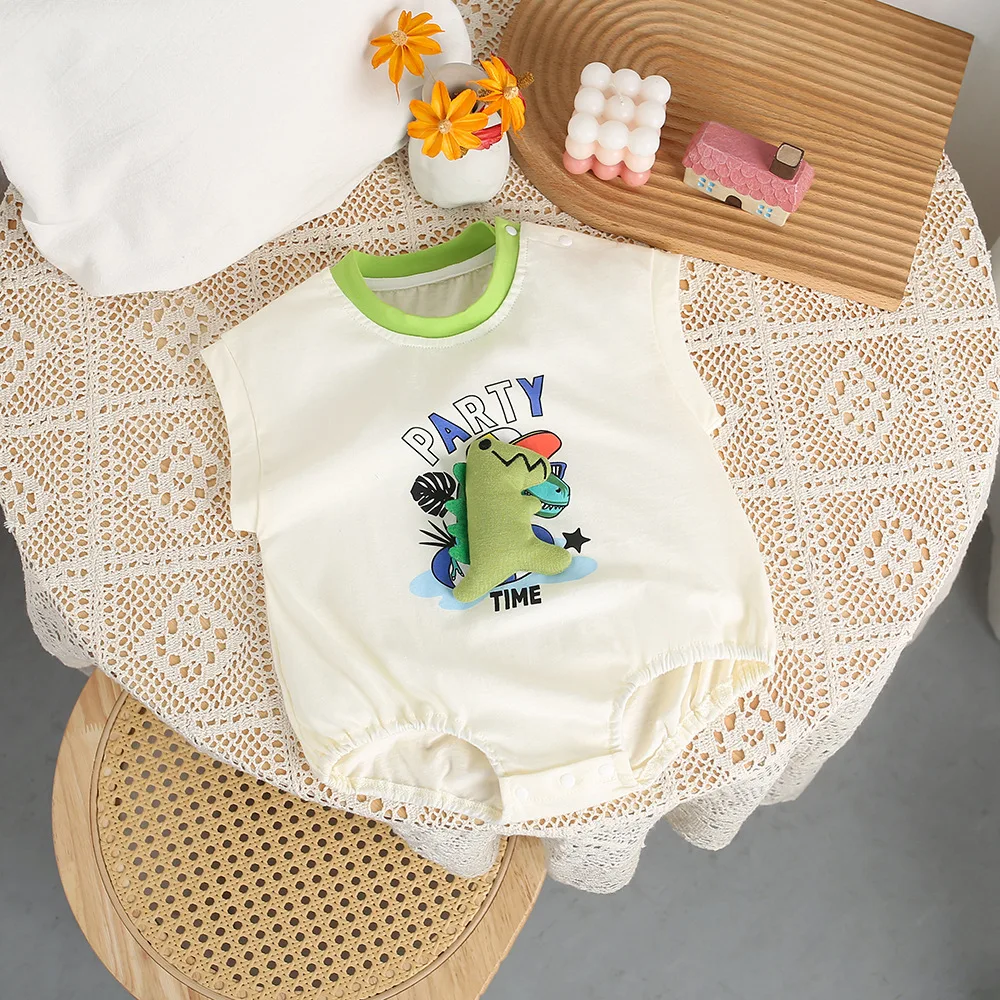 

MILANCEL 0-2 Y Baby Clothes Dinosaur Boys Bodysuit Letter Print Girls One Piece O Neck Cute Outfit