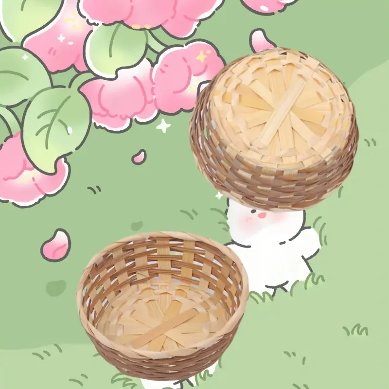 6 قطع من سلال تخزين دائرية منسوجة من الخيزران الطبيعي - سلال تنظيم منزلية مصنوعة يدويًا، حاويات طاولة طعام للرف