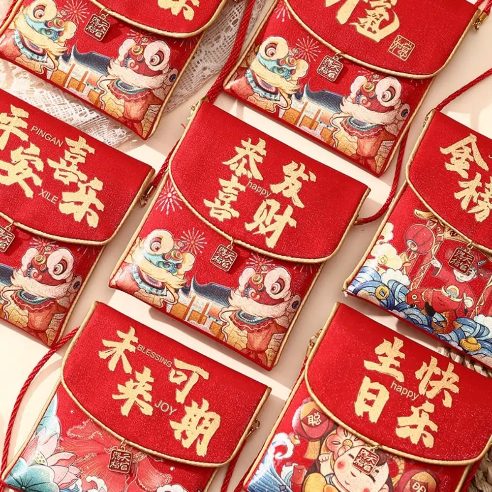 Money Pouches Traditional New Year Red Envelopes Hongbao Cloth Chinese Lucky Money Bag Blessing Red Pocket Bonus