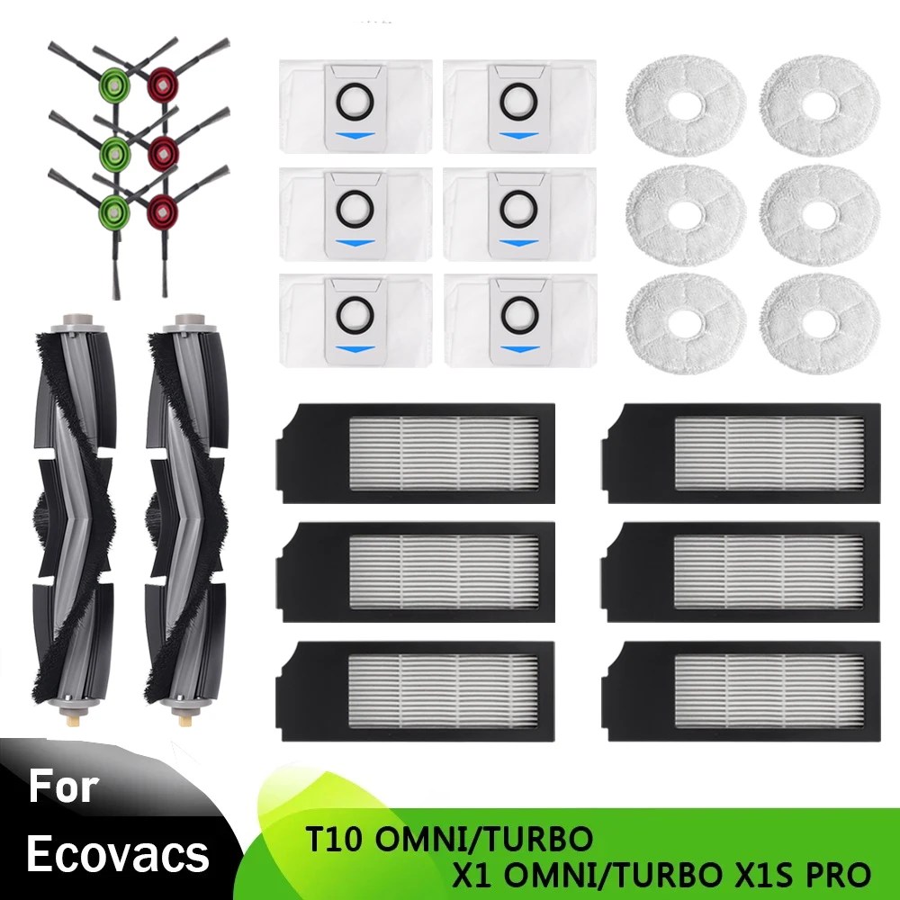Для пылесоса Ecovacs Deebot X1 TURBO/OMNI, X1S PRO, T10 TURBO/OMNI Основная боковая щетка Крышка щетки Фильтр Швабра Тканевый мешок для пыли Для пылесоса Ecovacs Deebot X1 TURBO/OMNI, X1S PRO, T10 TURBO/OMNI Основная боковая щетка Крышка щетки Фильтр Швабра Тканевый мешок для пыли