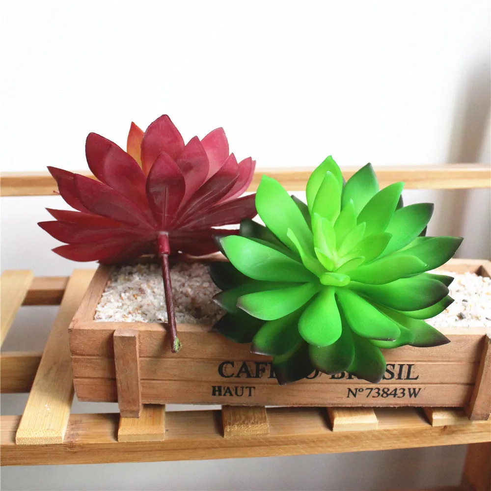 Green Red Lotus Flower Head Artificial Succulent Plants DIY Floral Arrangement Accessories Home Garden Decoration Fake Plants