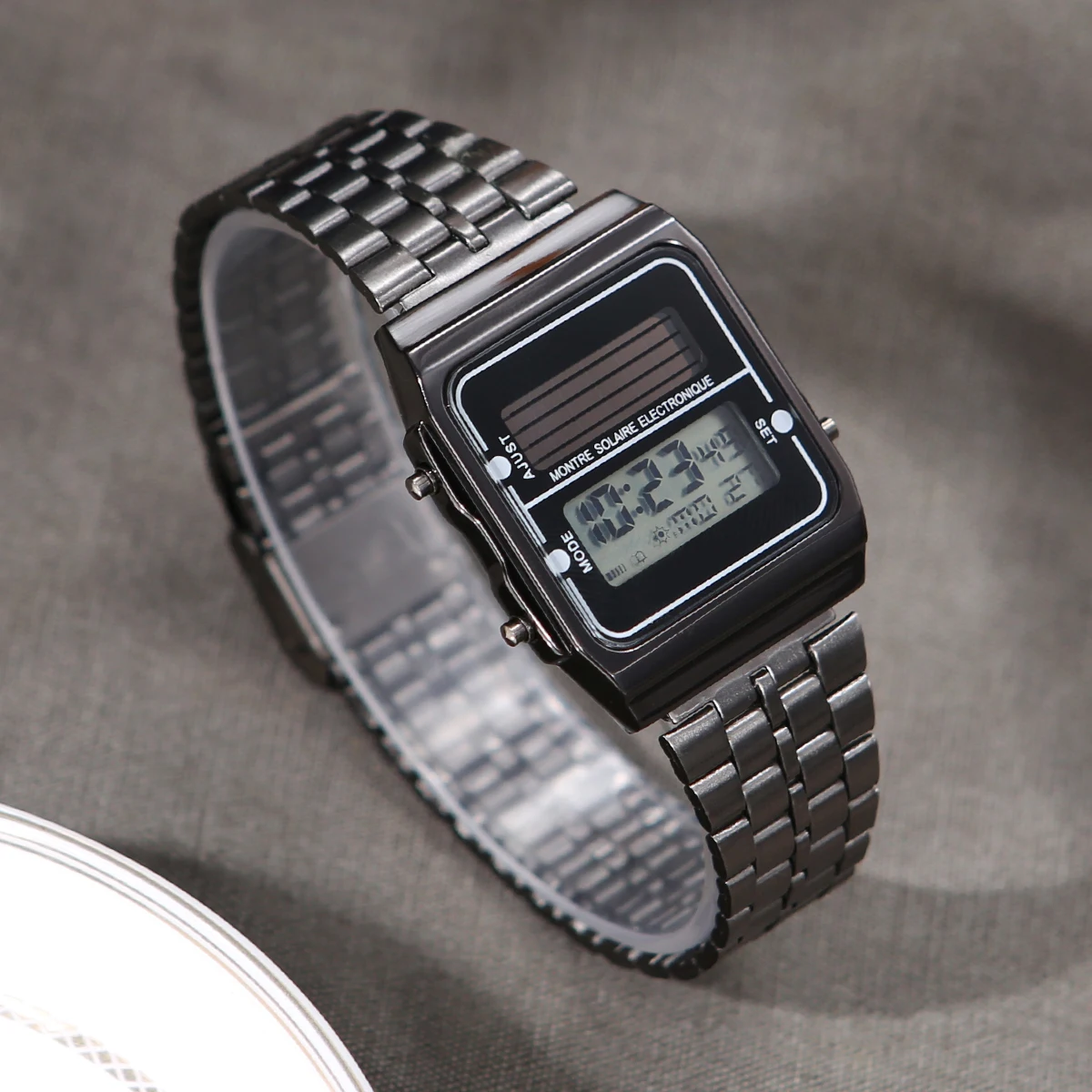 Solar Powered Electronic Watch Small Square Couple Watch