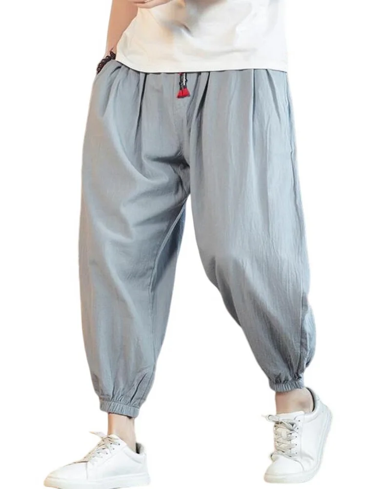 

Harem Jogger Pants Men Linen Sweatpants Trousers Men Casual Lightweight Spring Summer Joggers Men Ankle-Length Pants