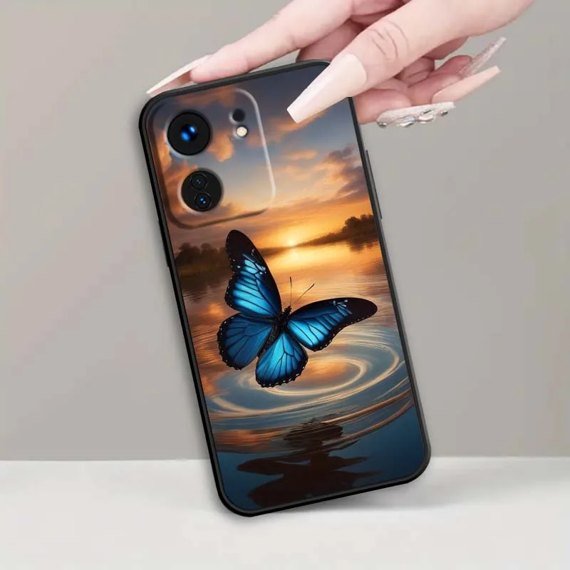 الفن فراشة زهرة الورد ل Xiaomi Redmi 12 13C 12C 13 10C 9T A2 9A 9C 7A نوت 10S 8T 10 9 8 Pro 4G 5G حافظة هاتف سوداء #6