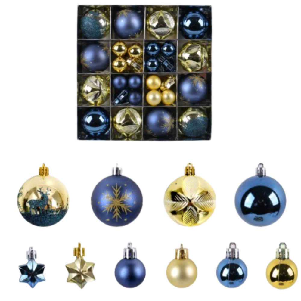 

44pcs Shatterproof Painted Christmas Balls Pendant Reusable Plastic Electroplated Hanging Balls Elegant Xmas Tree Pendants