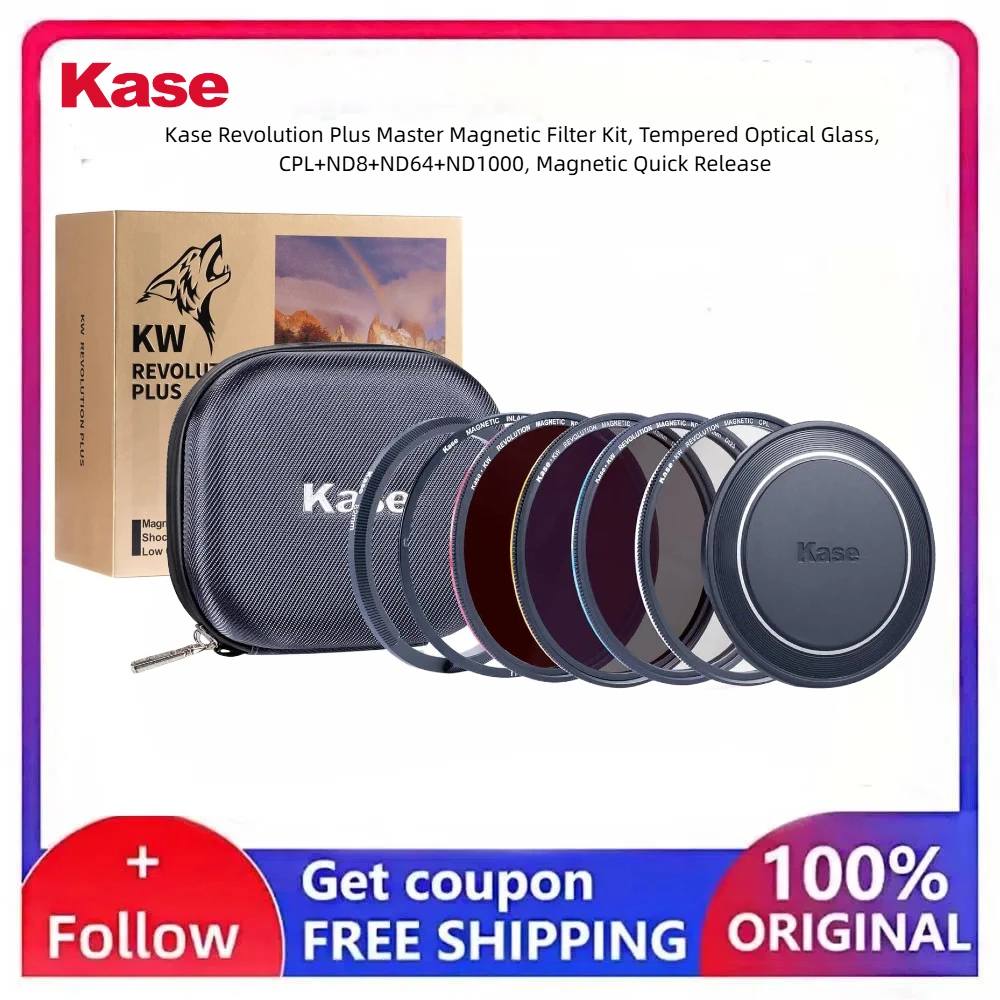 Kase Revolution Plus Master Filter Kit Coded Rings inc CPL ND8 ND64 ND1000 Magnetic Shockproof Tempered Optical Glass  Color