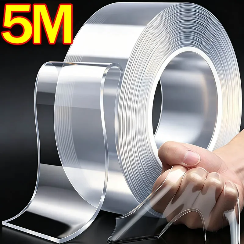 Self Adhesive Nano Double Sided Tape Strong Sticky Transparent Waterproof Stickers Tapes Traceless Glue Water Seal Gap Strips