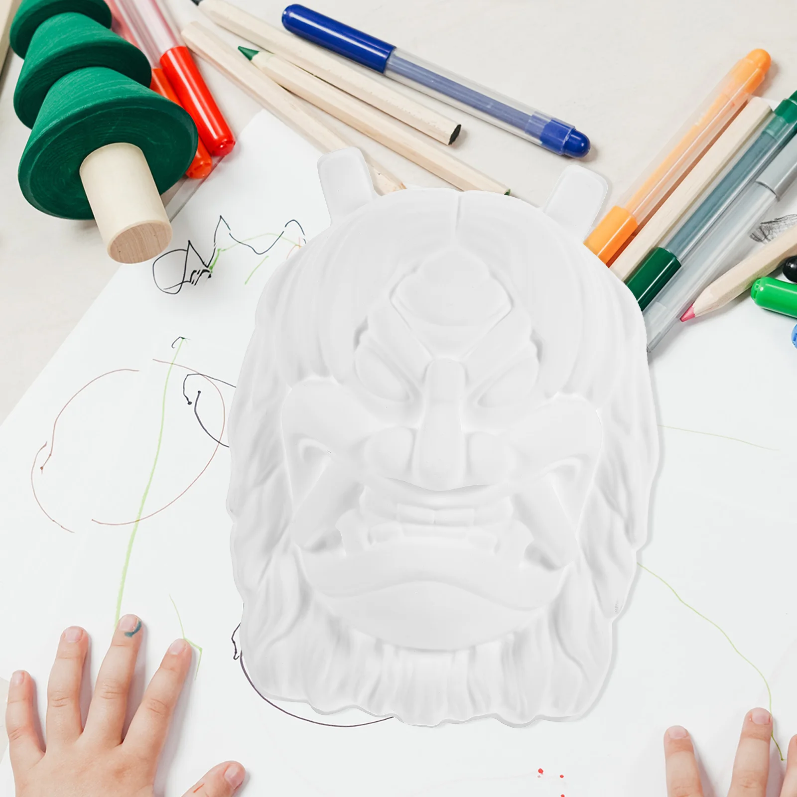 

2 Pcs White Embryo DIY Mask Child Face for Kids Pvc Blank Cosplay Party