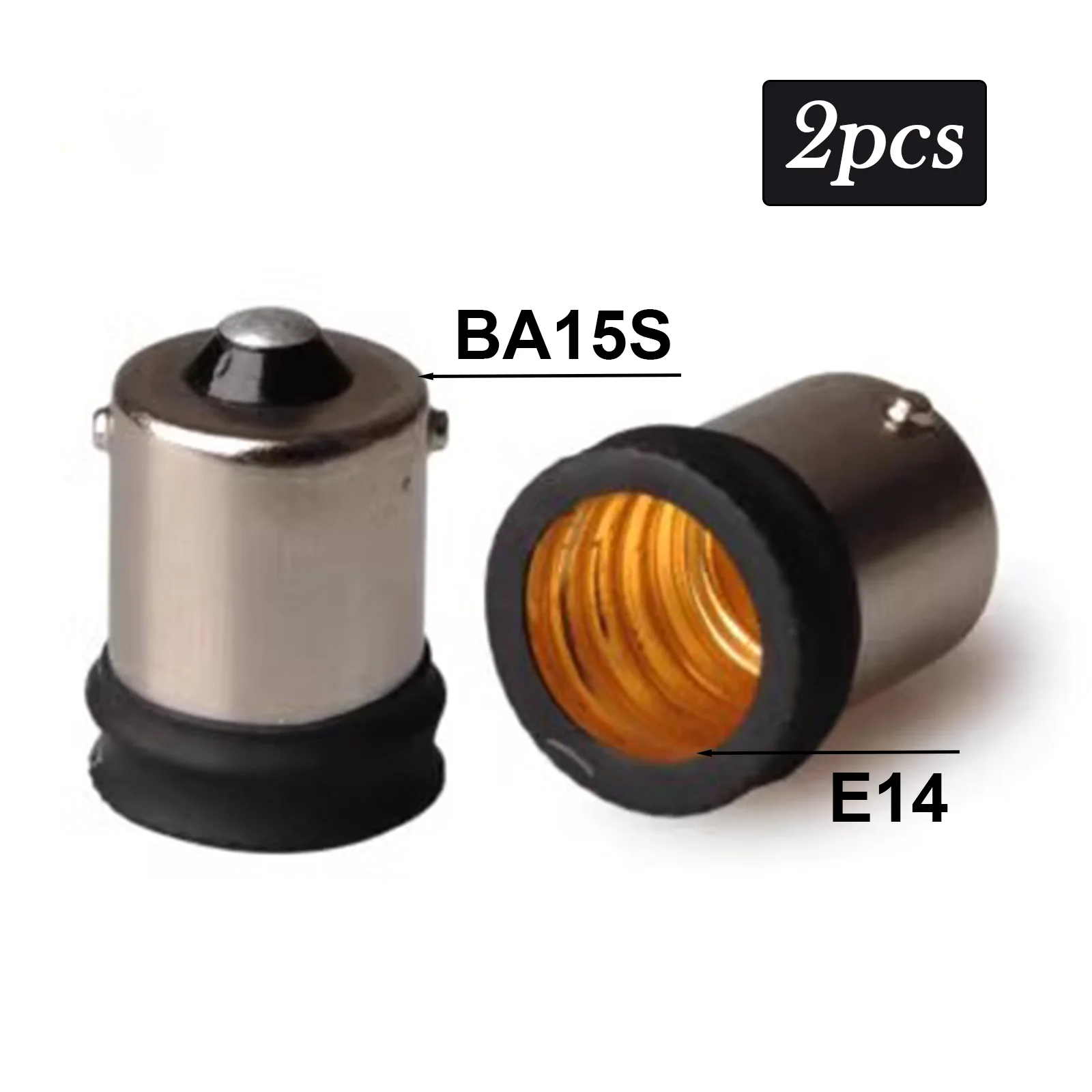 2pcs BA15S to E14 Socket Base Bulb Adapter, LED/CFL/Halogen Lamp Converter, Durable Holder