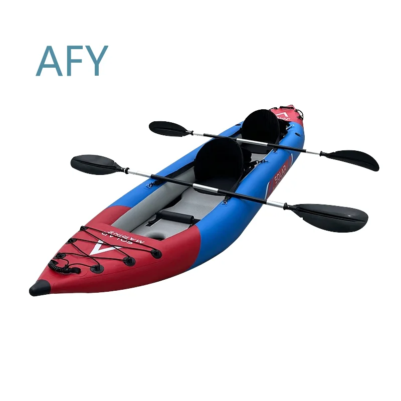 Solar Marine 2 Person Double Inflatable PVC 4m Fishing Kayak for Small Boats for Water Sports for Outdoor Recreation for