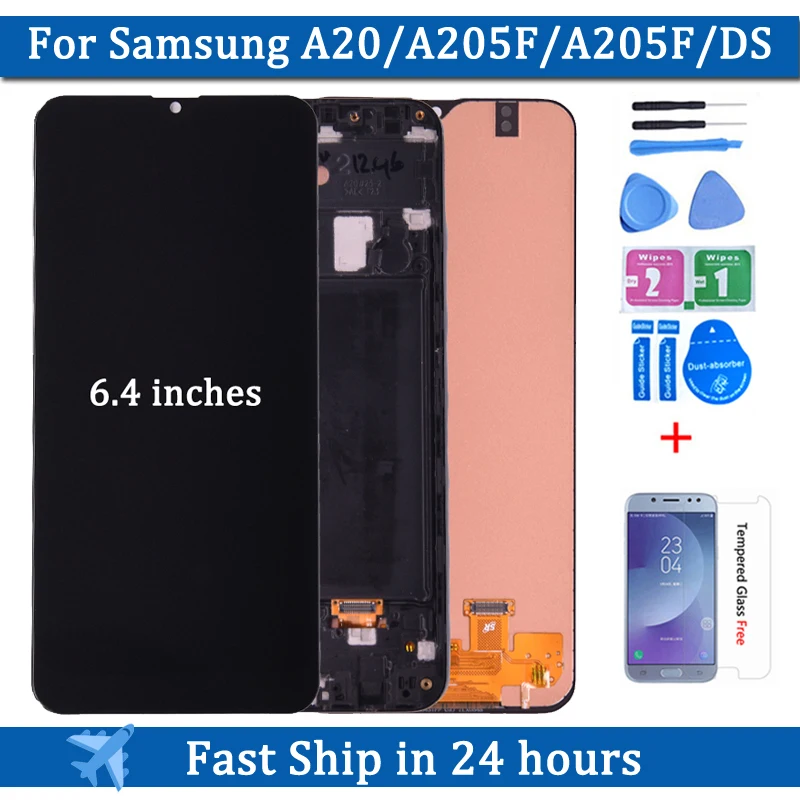 

For Samsung A20 A205 SM-A205F A205FN lcd Digitizer Display With Touch Screen Digitizer Assembly free shipping