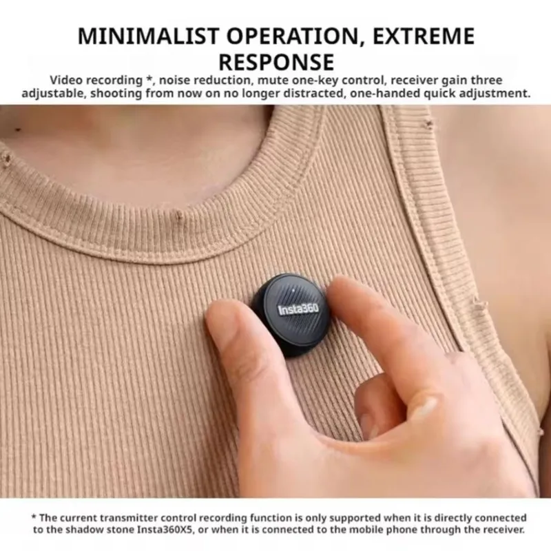 Insta360 Mic Air Transmitter 48khz جودة عالية للحد من الضوضاء التوافق مع التدفق 2 Pro تسجيل مخصص Upport بنقرة واحدة