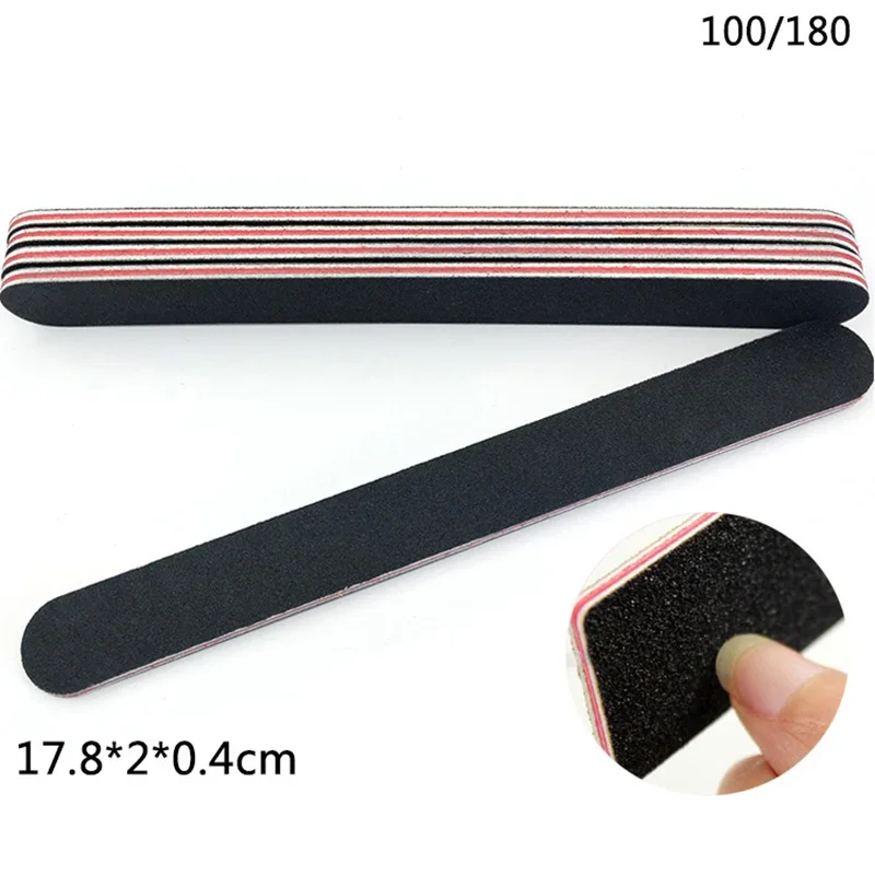 5 個/10 個 nailfile プロフェッショナルネイルバッファ黒紙やすり強力なストレートライム角度 100/180 研磨サンディン