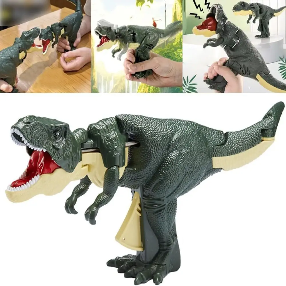 Plástico pressionando dinossauro brinquedo, cabeça e cauda movimento, Swing simulado, simulação de simulação manual, dinossauro explorativo