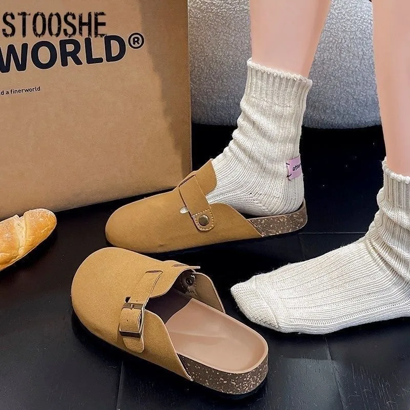 Fashion Women's Casual Slippers Wedge Cork Mules Platform Clogs Anti Slip Sole Buckle Outdoor Brand Slippers zapatos de mujer