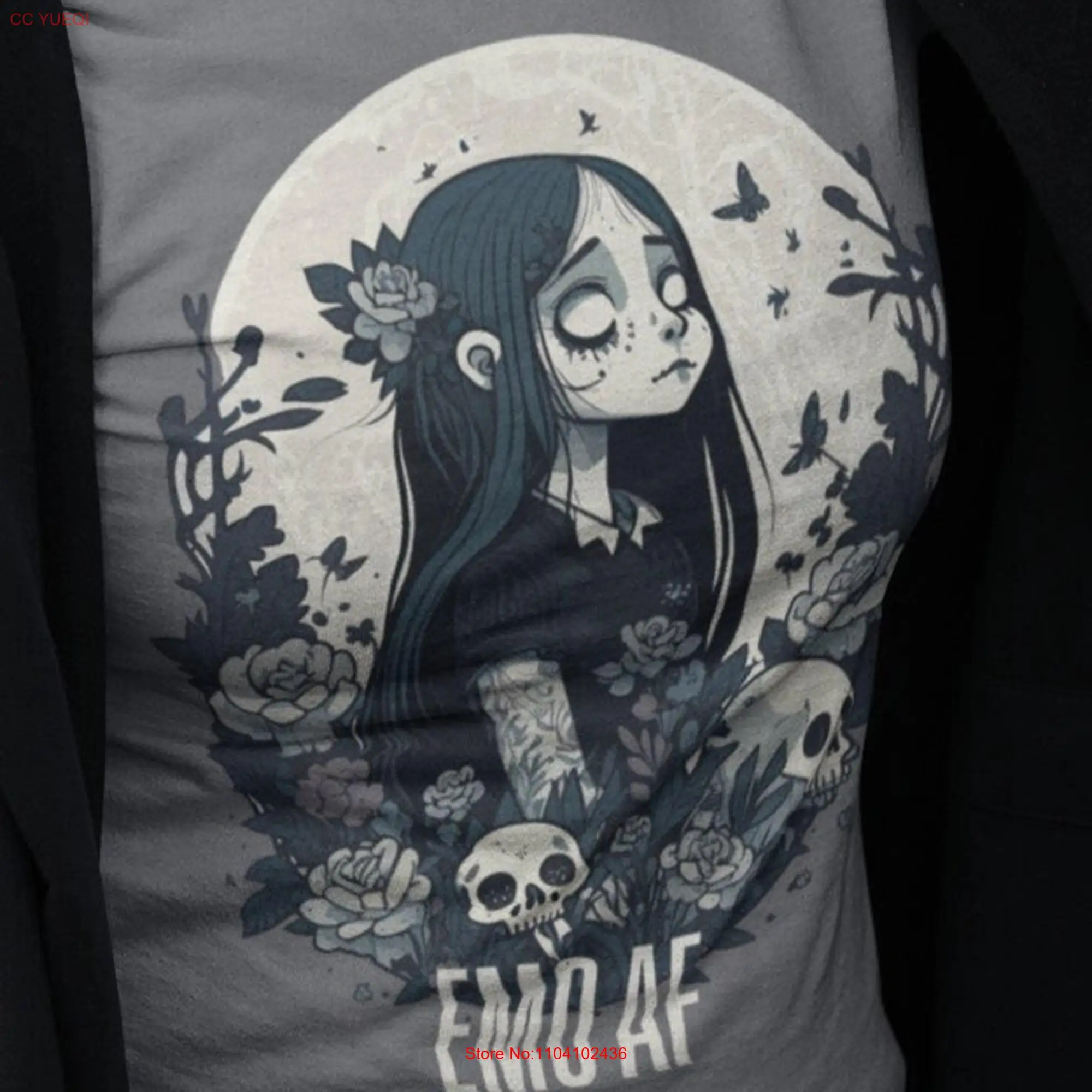 Emo AF T Shirt Halloween Angsty Goth top Brooding Grunge tee Moody Punk Melancholic for girlfriend Emotional distress