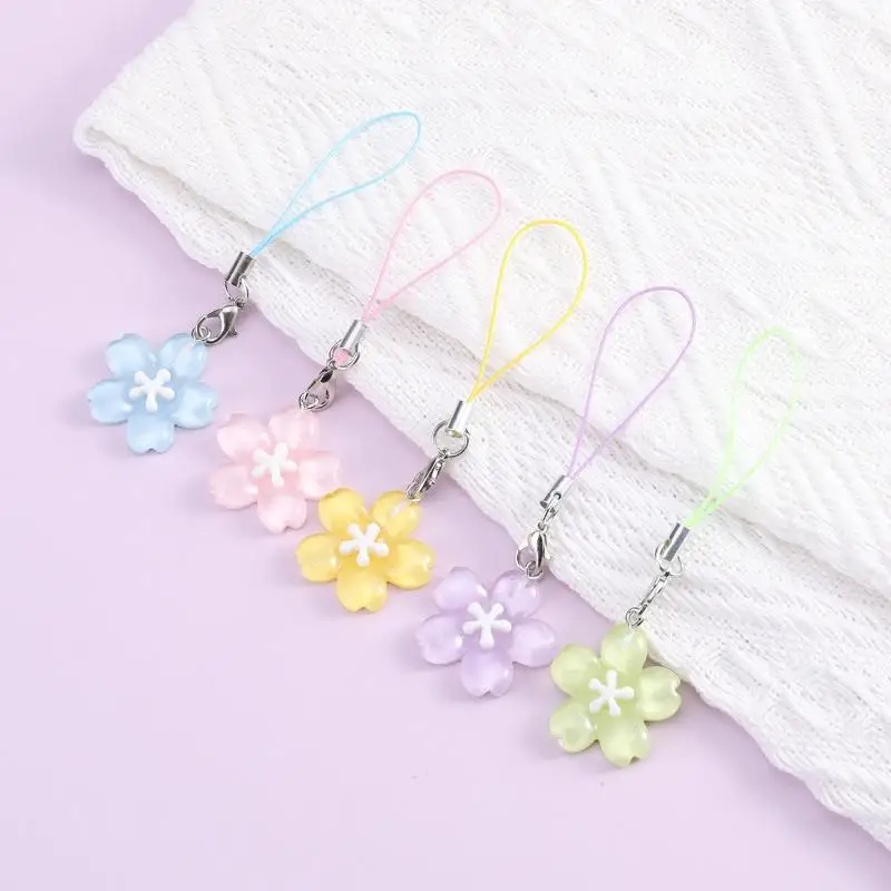 Creative Lovely Flower Phone Strap Sweet Jelly Color  Keychain Pendant Cute Fashion Backpack Hanging Ornaments Couple Gift
