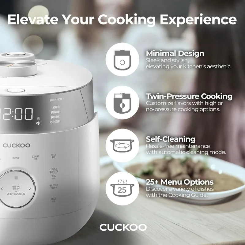 6-Cup (Uncooked) / 12-Cup (Cooked) Induction Heating Twin Pressure Rice Cooker with Nonstick Inner Pot, 3 Voice Guide, (White)
