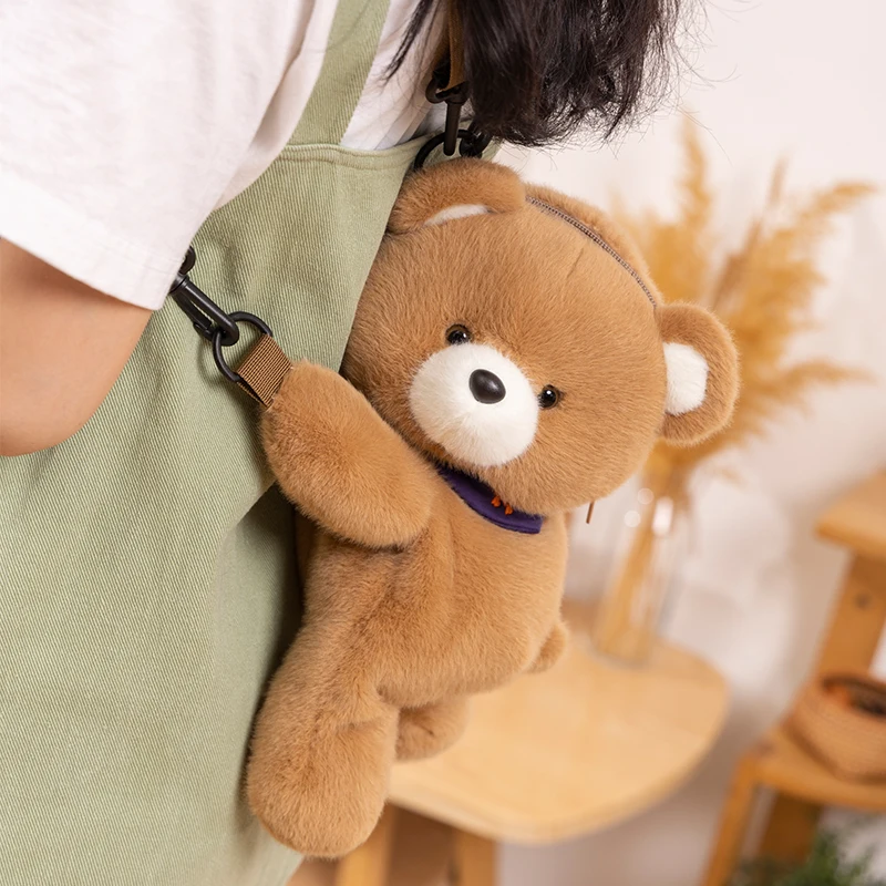 Cute Brown Bear Backpack Plush Animal Backpack Little Bear Plush Toy Girlfriend Gift Child Gift