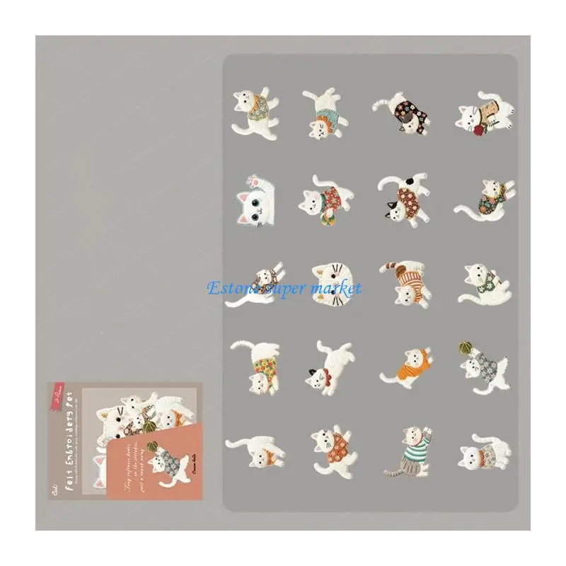 090B 20 Count Puppy Cats Stickers Set Fun Cartoon Spirits Art For Window Doors Notebooks Scrapbooking No Residues