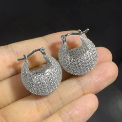 Huitan Luxury Fully Inlaid Zirconia Drop Earrings High-quality Shining Accessories for Engagement Elegant Temperament Jewelry